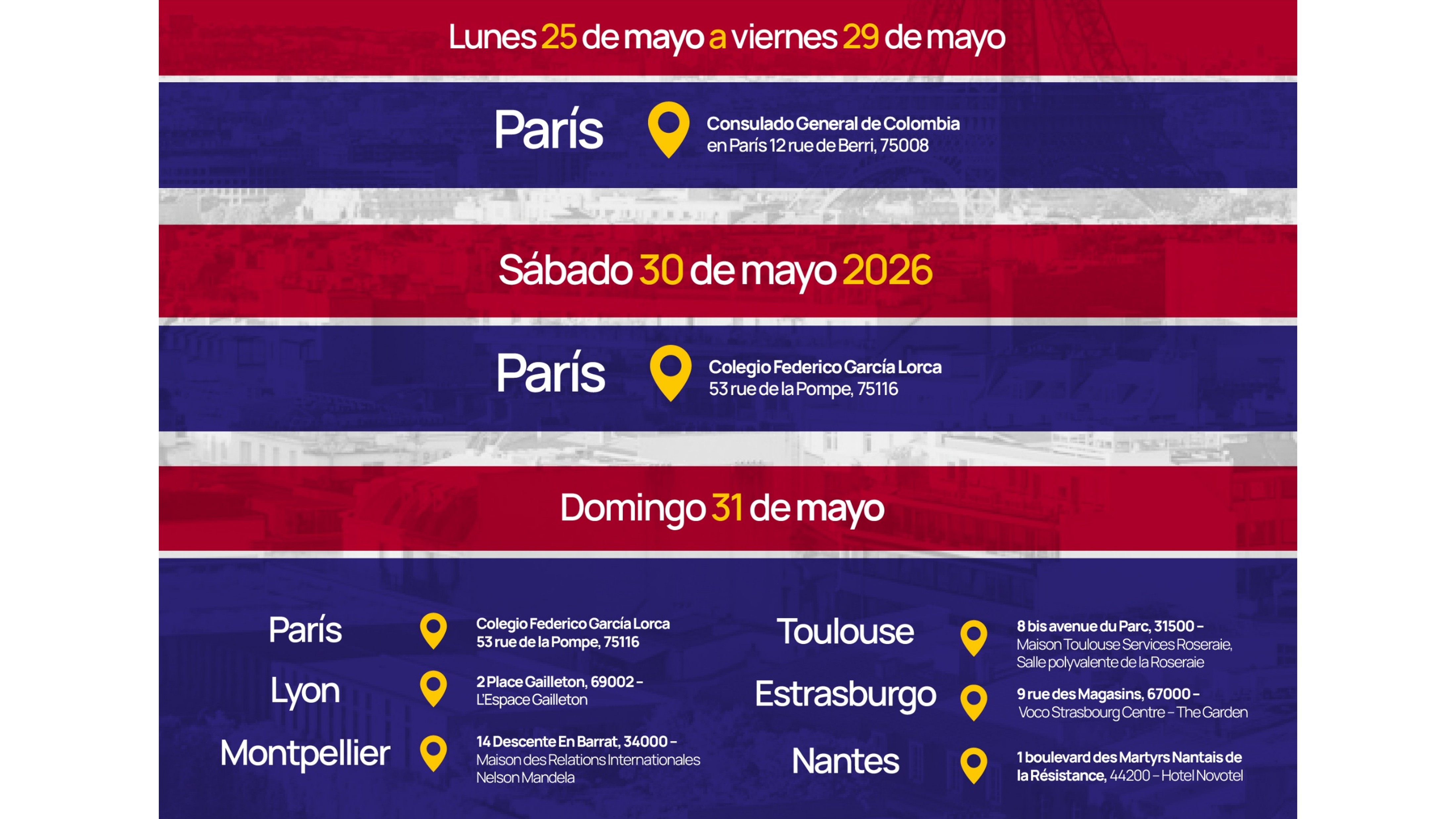 Consulte los puestos de votación en Francia para las elecciones presidenciales (primera vuelta) del 25 al 31 de mayo 2026