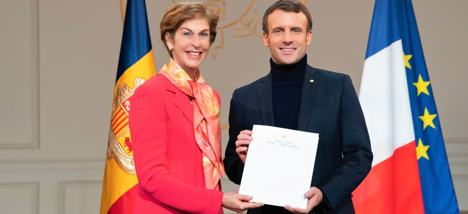La Embajadora Carolina Barco presentó las Cartas Credenciales ante el Copríncipe de Andorra y Presidente de Francia, Emmanuel Macron