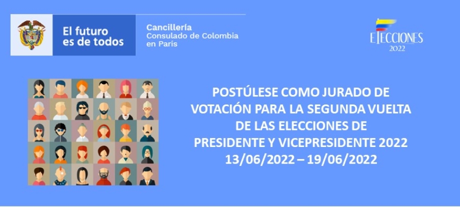 Postúlese como jurado de votación para la segunda vuelta de las elecciones de Presidente y Vicepresidente 